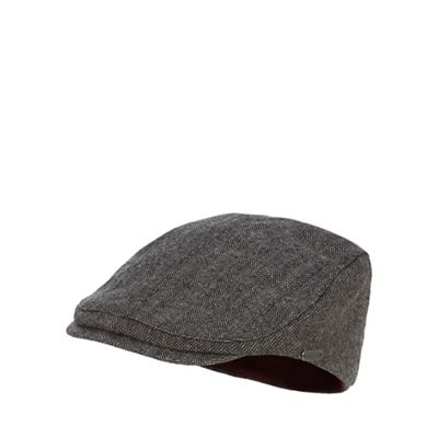 J by Jasper Conran Grey herringbone patterned flat cap with wool